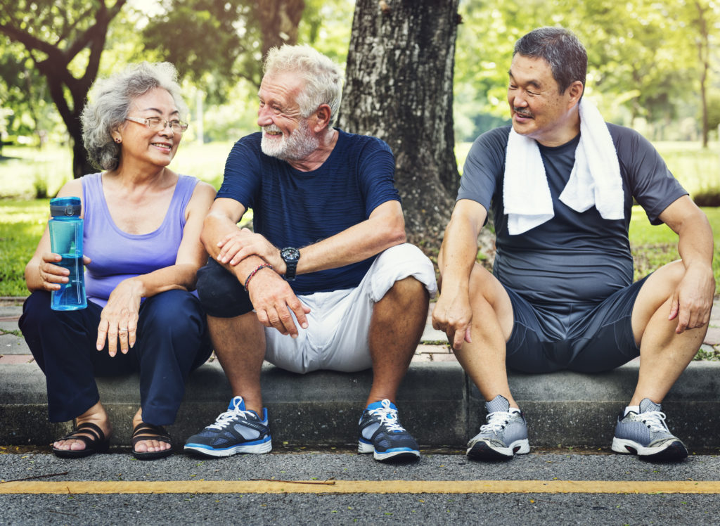 Meet Up Retired Wellbeing Pensioner Workout Concept